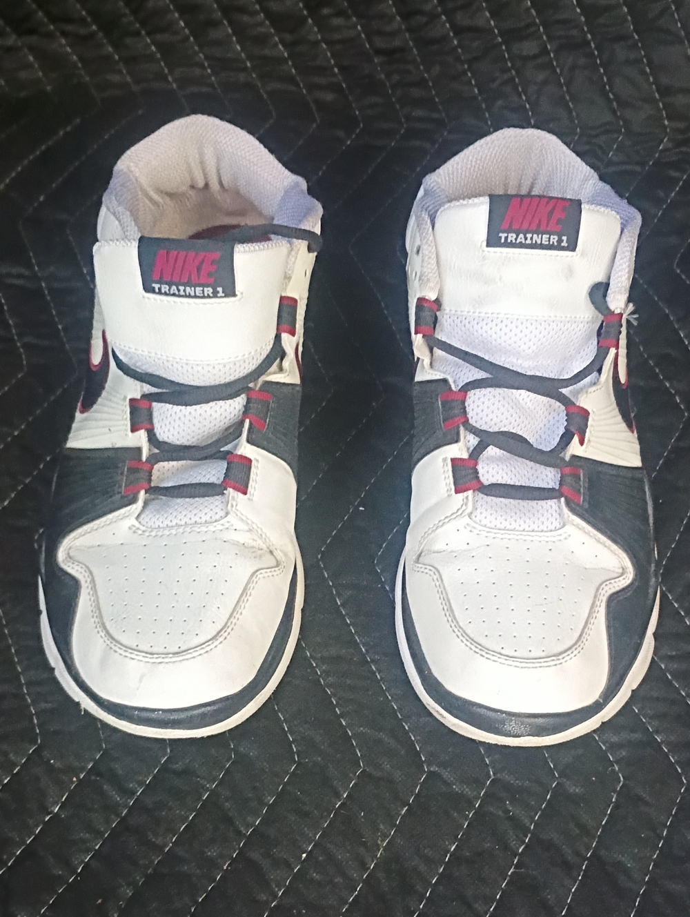 Nike Trainer 1 White Black Sneakers with Pink Accents